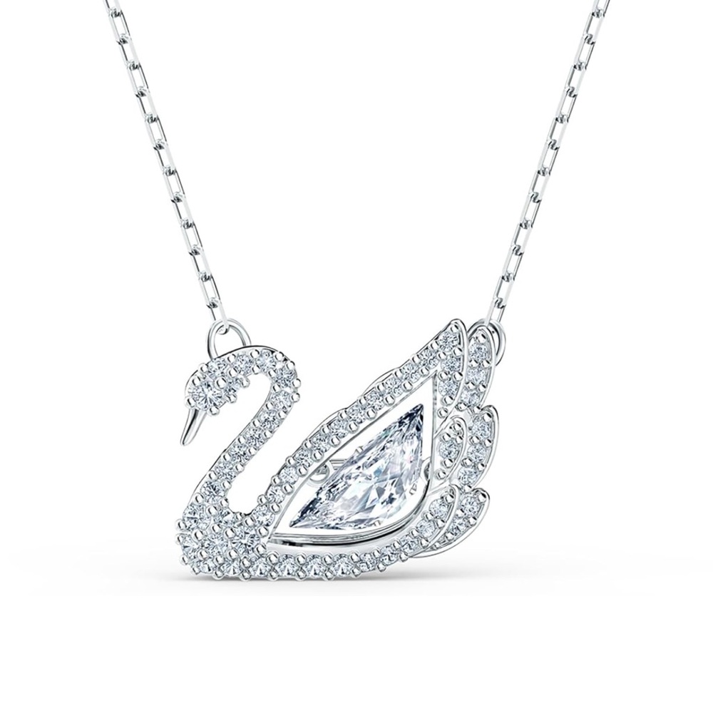 Swarovski Dancing Swan Necklace Jewelry Collection, Rhodium Finish
